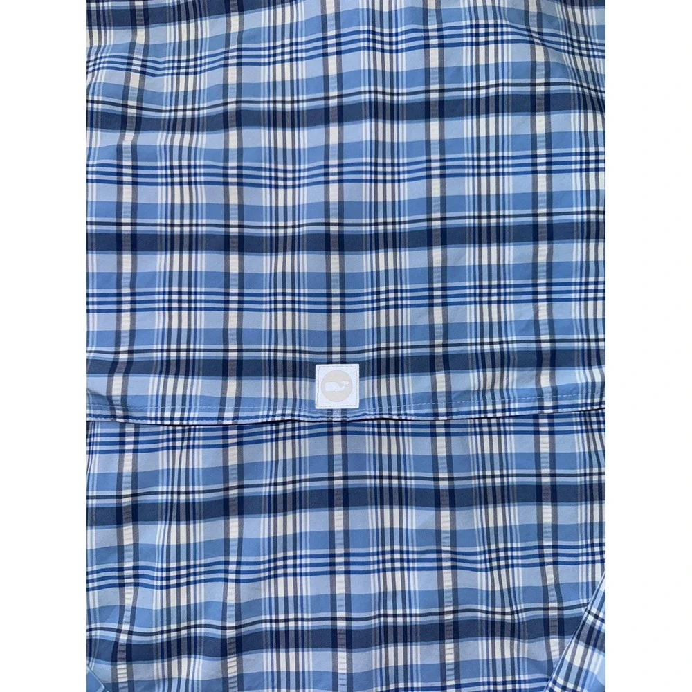 Vineyard Vines Harbor Shirt Blue Plaid Button Down Fishing Vented Back Sz XS - Picture 6 of 10
